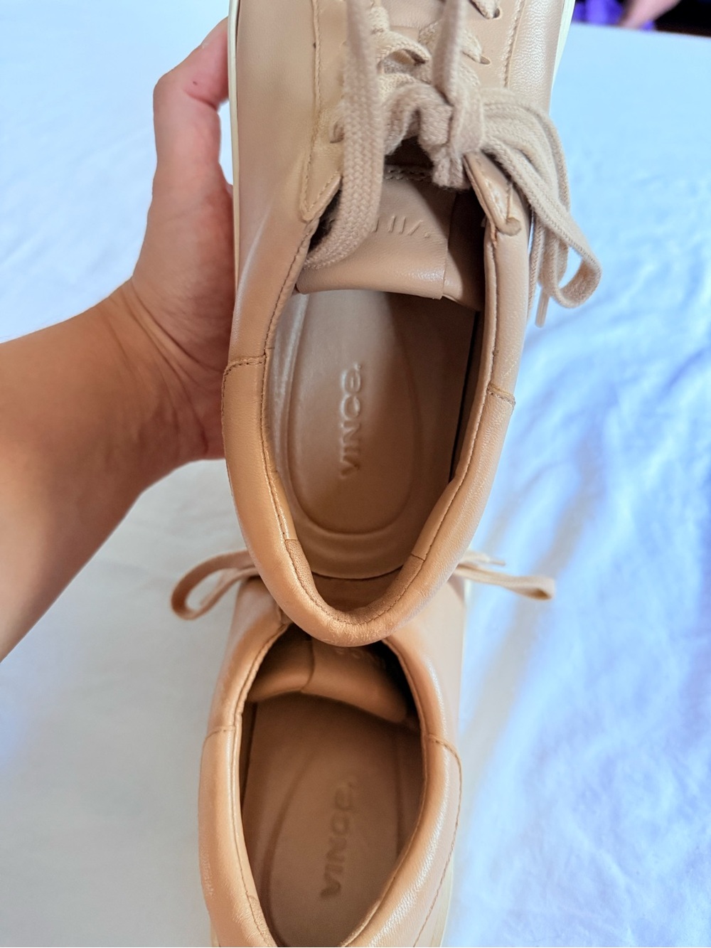 Vince 8.5 Leather Nude Minimalist Neutral Sneakers - Picture 8 of 9